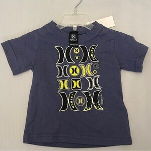 Hurley Kids Dark Blue Tee with Yellow and black Graphic -18M
